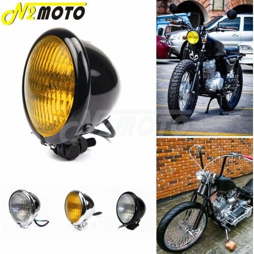 4.5" H4 Motorcycle Retro Headlight E-Mark E4 Vintage Round Head Light for Harley Honda Yamaha BMW Chopper Custom Cafe Racer