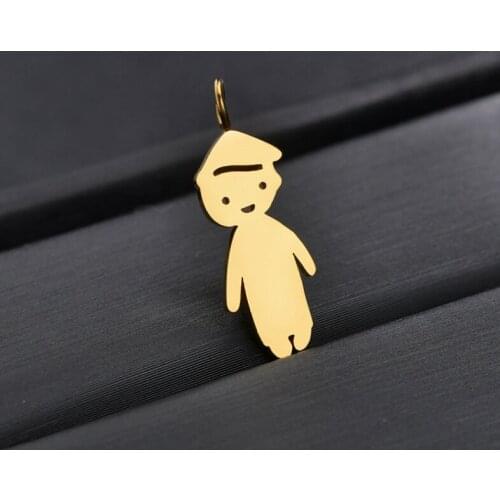 5pcs Cute cartoon boy girl stainless steel pendant family custom jewelry