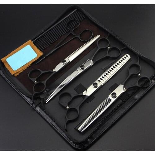 6 kit professional Japan 440c 7 inch pet dog grooming hair scissors pet cutting barber dog thinning shears hairdressing scissors
