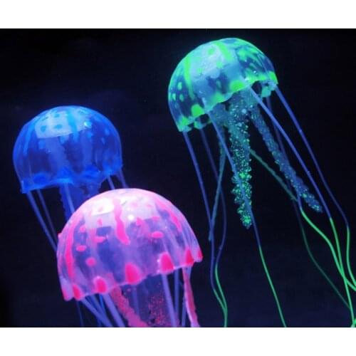 3pcs/set 8cm Artificial Glowing Jellyfish with Sucker Fish Tank Aquarium Decorations Aquariums Ornaments Accessories