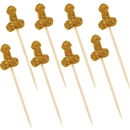 12pcs Glitter Willy Penis Cake Cupcake Topper Wedding Favors Adult 30/40th Birthday Party Bachelorette Party Hen Party Supplies