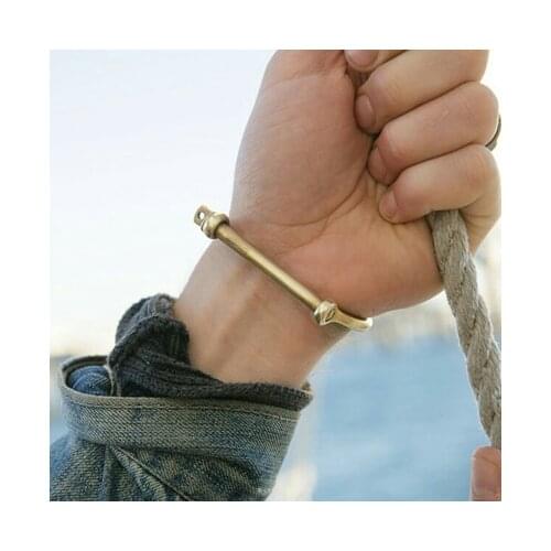 Stainless Steel Anchor Bracelet Men Vintage D Shape Screw Cuff Bangles Bracelets manchette Men Jewelry pulseiras masculina