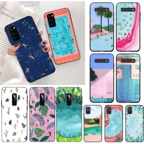 Funny summer sky swimming pool Soft black Phone Case for Samsung S20 plus Ultra S6 S7 edge S8 S9 plus S10 5G lite 2020
