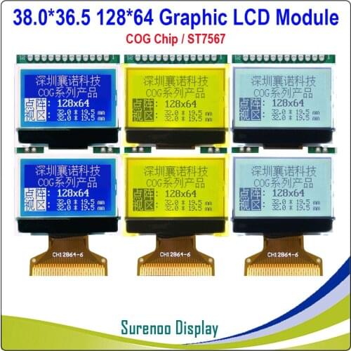 1.4" 38.0X36.5MM 12864 128*64 Graphic COG LCD Module Display Screen LCM build-in ST7567 Controller