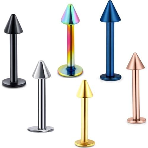 TIANCIFBYJS 16G Lip Rings Studs Stainless Steel Cone Ball Labret Ring Cartilage Helix Tragus Earring Piercings Body Jewelry