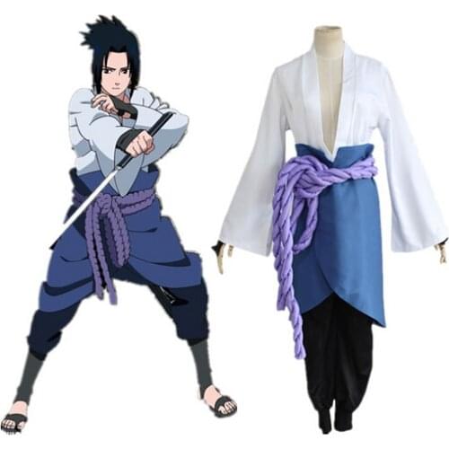 Uchiha Sasuke cosplay costumes anime Naruto Shippuden clothing third Generation Clothes (Blazer+pants+Waist rope+handguard S-2XL