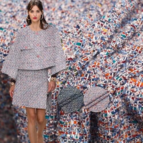 Red Raspberry Colourful Jacquard Weave Tweed Fabrics Garment Materials Autumn Women Jacket Sewing Cloth Tailor Freeshipping