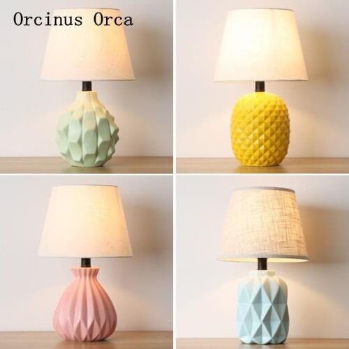 Candy color creative ceramic desk lamp Girl Bedroom childrens room lamp northern Europe romantic special shaped desk lamp