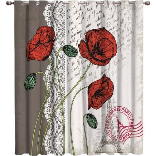 Poppies Chestnut Flowers Love Letters Window Treatments Curtains Valance Room Curtains Large Window Living Room Home Decoration