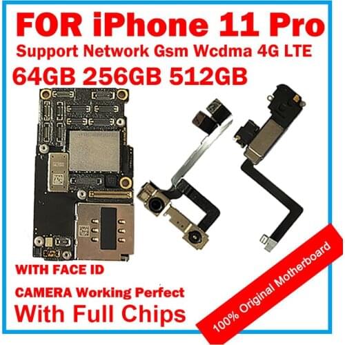For iPhone 11 Pro Motherboard With / No Face ID Clean Original Replaced Main Board good Tested Facial Function LTE Support MB