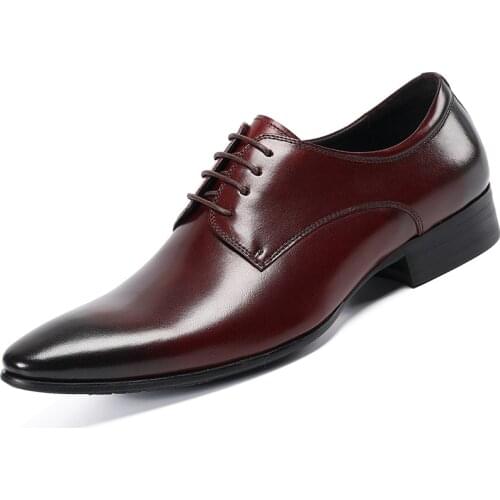 Trending Mens Genuine Leather Wedding Shoes Business Dress Men Casual Shoes Leather Apartments Wedge Platform Oxfords