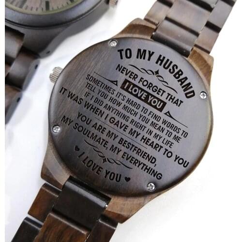 To My Husband-Meeting You Was Fate Becoming Your Wife Was A Choice Engraved Wooden Watch Custom Sandalwood Mens Watches
