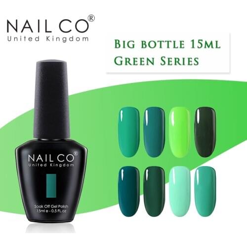 NAILCO Green Series LED UV Gel Nail Polish Set Manicure Glitter Nail Art Decoration Makeup Gel Varnish Hybrid Soak Off For Gift
