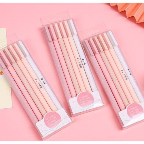 6Pcs/Set Gel Pen Set 0.5mm Solid Color Signing Pens Office School Stationery Suppliers Office Accessories Ballpoint Writing Pens
