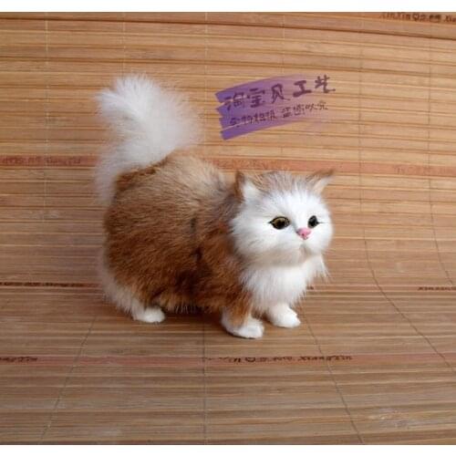 New simulation cat toy polyethylene & furs yellow cute small cat doll gift 12x6x12cm 0561