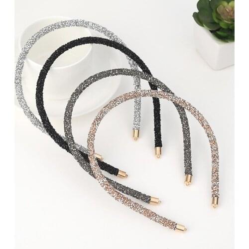 Fashion Korea Crystal Soft Headband for Women Rhinestone Hairband Beads Bezel Girls Hair Accessories Simple Headwear
