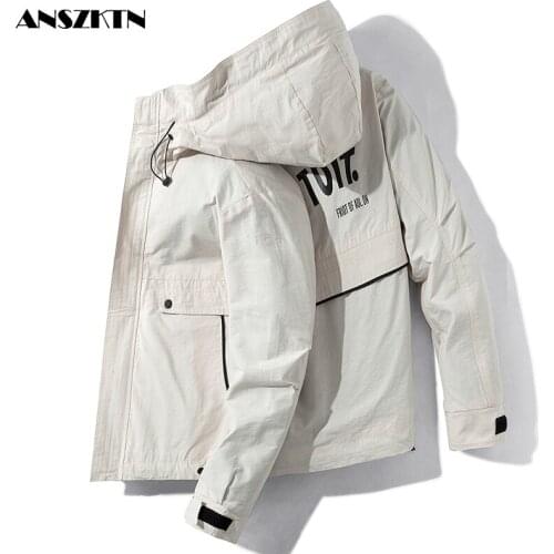 Solid Mens Hooded Jacket Winter Casual Bomber Jackets For Men Print Letter And Big Pocket Mens Hoodies Jacket Chaqueta Hombre