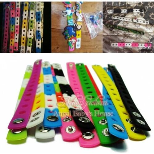 Wholesale 500pcs Silicone Bracelet Wristbands 18CM Rainbow Colors Fit Cartoon PVC Shoe Charms Croc Decor Kids Gifts