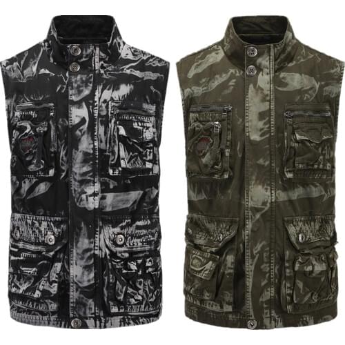 Outdoor Men Safari Vest Camouflage Tooling Clothes Mountaineering Vest Original Men CS Vest 2 Colors M-XXL