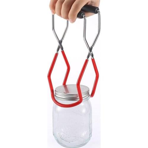 Canning Jar Lifter With Grip Handle Stainless Steel Can Tongs Clip Heat Resistance Anti-Clip Jar Glass Bottle Holder Kitchen