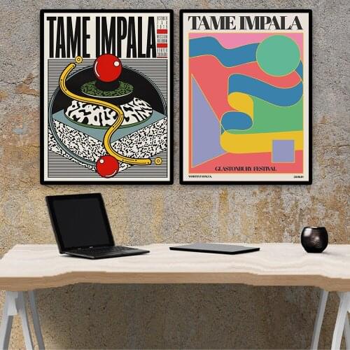 Tame Impala At Glastonbury Gig Poster Colorful Canvas Music Star Art Painting Silk Canvas Poster Wall Room Home Decor No Frame