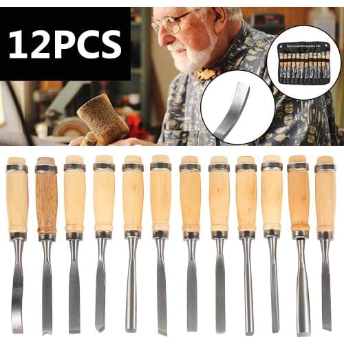 Professional Wood Carving Chisel Knife Hand Tool Set For Basic Detailed Carving Woodworking Professional Gouges 12PCS