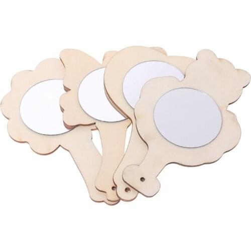 DIY White Wood Mold Mirror Painting Handmade Craft Kids Toys Trinket Material 24BE
