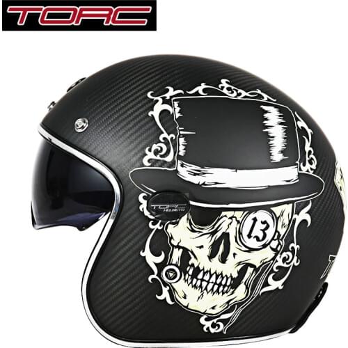 TORC V587 open face half motorcycle helmet carbon fiber shell vintage retro motorbike helmets chopper racing moto helmets
