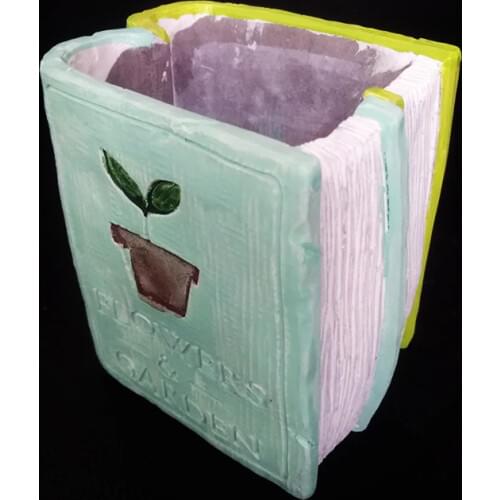 DIY 3D Book Vase Silicone Mold Desktop Craft Cement Flowerpot Molds Flower Pot Making Concrete Mould
