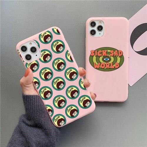 Sick Sad World Phone Case For iphone 12 11 Pro Max Mini XS 8 7 6 6S Plus X SE 2020 XR Matte Candy Pink Silicone cover