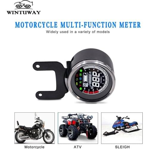 Universal Retro Digital Motorcycle LED Speedometer Odometer Speed Oil Meter Water Temperature 1-6 Gears CG125 Instrument