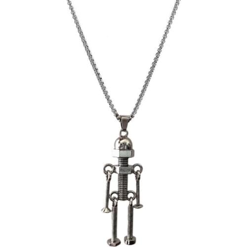 Screw Robot Pendant Necklace Sweater Chain Men Women Necklaces Gift