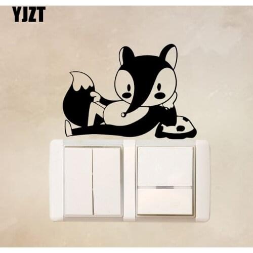 YJZT Cute Cartoon Switch Sticker Vinyl Wall Decal Animal Decor A Leisurely Fox S19-0809