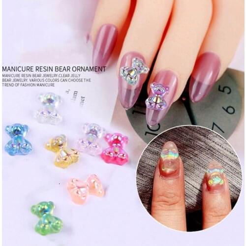 Women Sparkling Candy Cartoon Bear Pattern Resin Nail Art Sequin Sticker for DIY Tool Nail Studs Decoration