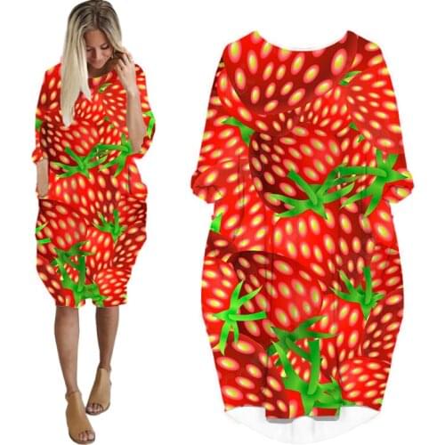 Fashion Spring Summer Dress Tomato Red Dress Harajuku Woman Dress Long-sleeve 3D Print Dresses for Women Undefined