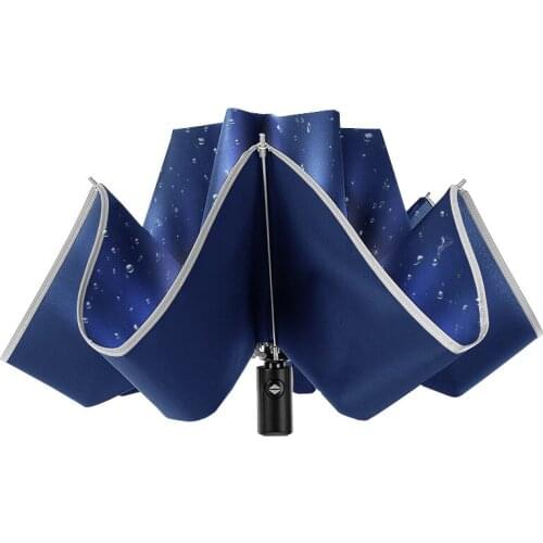 Fully Automatic Umbrella Men Reflective Folding Car Reverse Business Unbreakable Advertising Umbrella Gentleman Rain Gear A6A