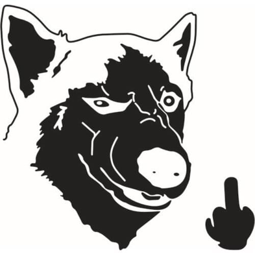 1 piece Funny Cool Serious Husky Dog Flipping Finger Car Truck SUV Laptop Sticker Decal car accessories 14.2cm x 13.7cm