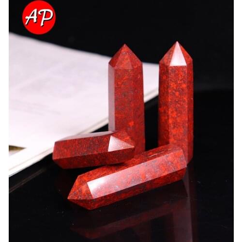 1pc Natural Quartz Wand Red Crystal Chicken Blood Stone Healing Stone Ore Mineral Crafts Divination Ornaments Point