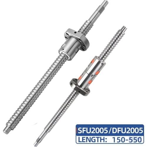 1pc SFU2005-150 200 250 300 350 400 450 500 550mm ball screw with ball nut BK/BF15 end machined CNC parts