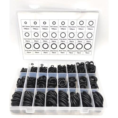 1200 pcs/set Rubber O Ring Washer Seals Watertightness Assortment Different Size O-Ring Washer Seals With Plactic Box Kit Set