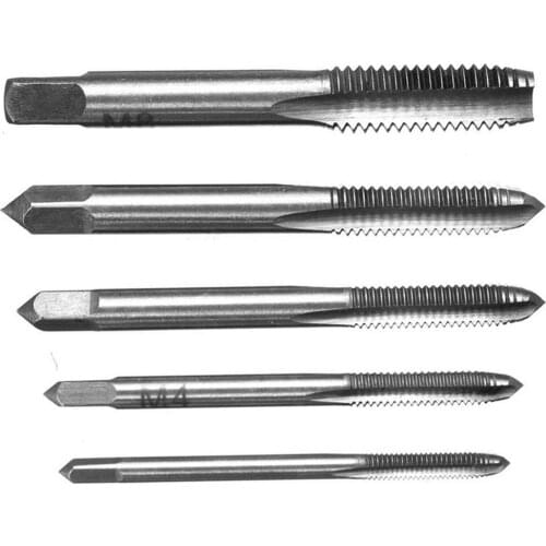 5PCS/Set HSS M3 M4 M5 M6 M8 Machine Spiral Point Straight Fluted Screw Thread Metric Plug Hand Tap Drill Set Hand Tools