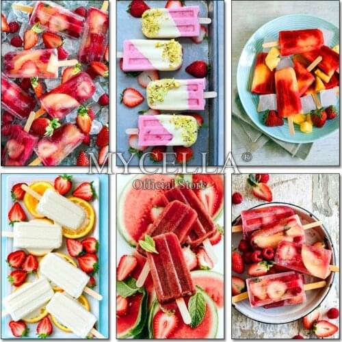 Ice cream 5d diy diamond painting Strawberry pictures cross stitch diamond embroidery full square rhinestones mosaic Home Decor