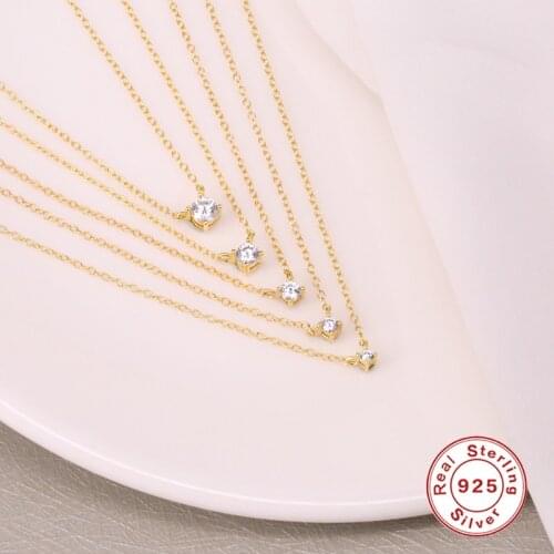 Aide 925 Sterling Silver Cubic Zirconia Pendant Necklace For Women Crystal Chain Necklaces Wedding Engagement Jewelry Accessory