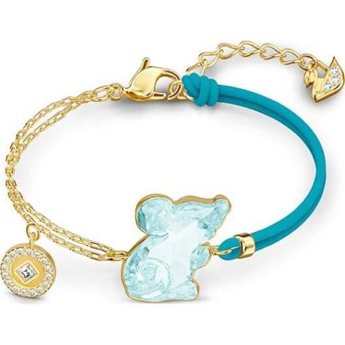 Brand 1:1 Zodiac Blue Crystal Ruyi Rat Pendant Bracelet Delicate and Elegant Lady Silver Jewelry