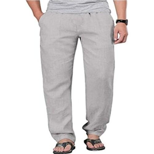 Summer Cotton Linen Pants Male Quick-Dry Breathable Solid Color Linen Trousers Street Casual Comfortable Costume Male