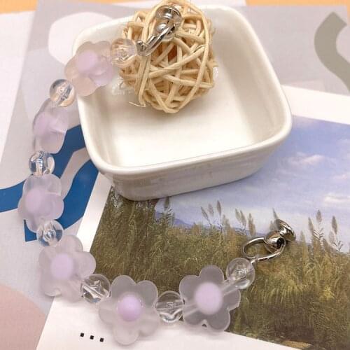 1Pcs 18CM Purple Yellow Flower Shape Resin Chain For Handmade Phone Case Decoration Key Chain Accessories