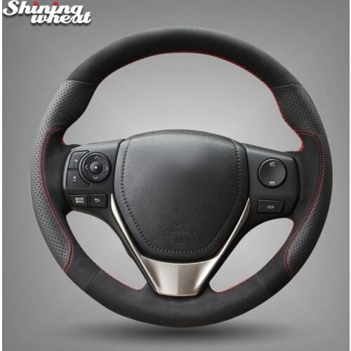 Shining wheat Black Leather Suede Steering Wheel Cover for Toyota RAV4 2013-2017 Corolla 2014-2017 Auris 2013-2016 Scion iM 2016