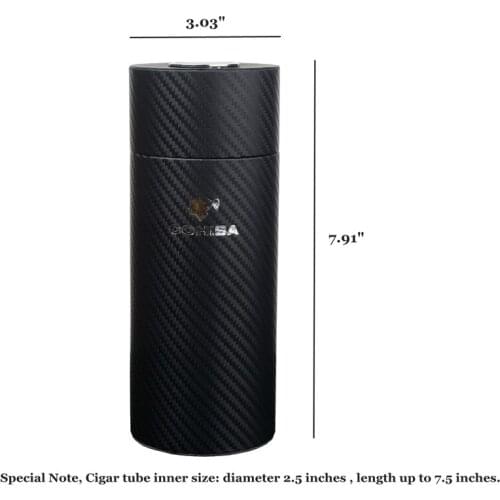 COHIBA Cigar Case Carbon Fiber Cedar tube Mini Travel Humidor with Cigar Humidifier Hygrometer For Cuba Habanos Cigarlovers