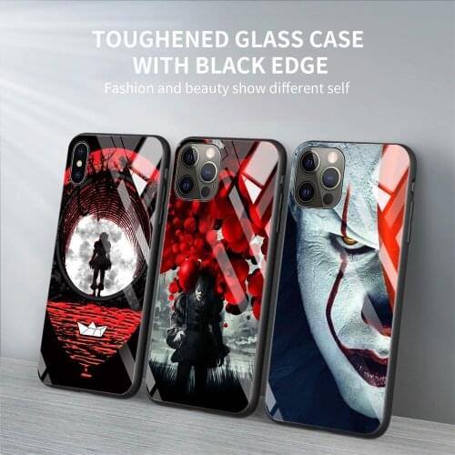 Tempered Glass Phone Case For iPhone 12 11 Pro Max Shell For iPhone Xs Max XR XS 7 8 Plus 11 Pro Pennywise Clown Horror