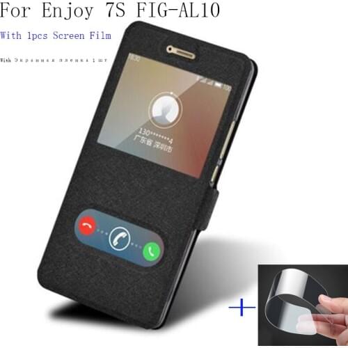 For Huawei enjoy 7S FIG-AL00 Case shell PU Leather shell View Window flip Phone Case For Huawei enjoy7S back cover case